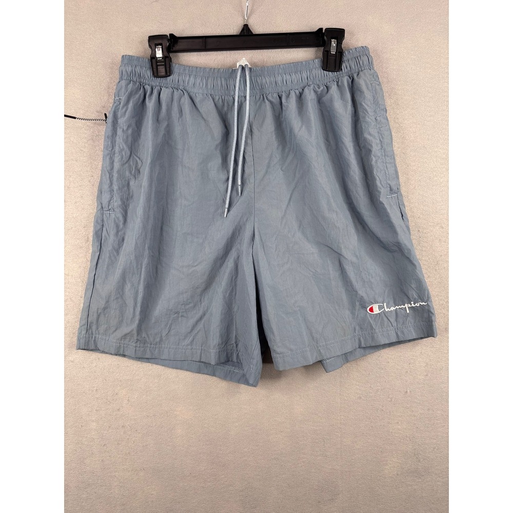 Champion Mens Nylon Athletic Shorts Blue Gray Size Large 86163 AUCB Zip Pocket